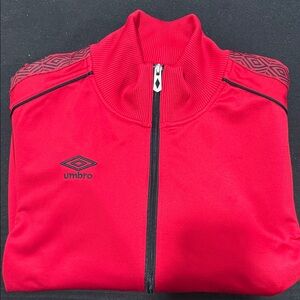 Umbro Red Zip-Up Jacket with Patterned Shoulders